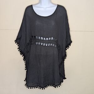 NWT AIMAGE Swim Suit Coverup Poncho Black